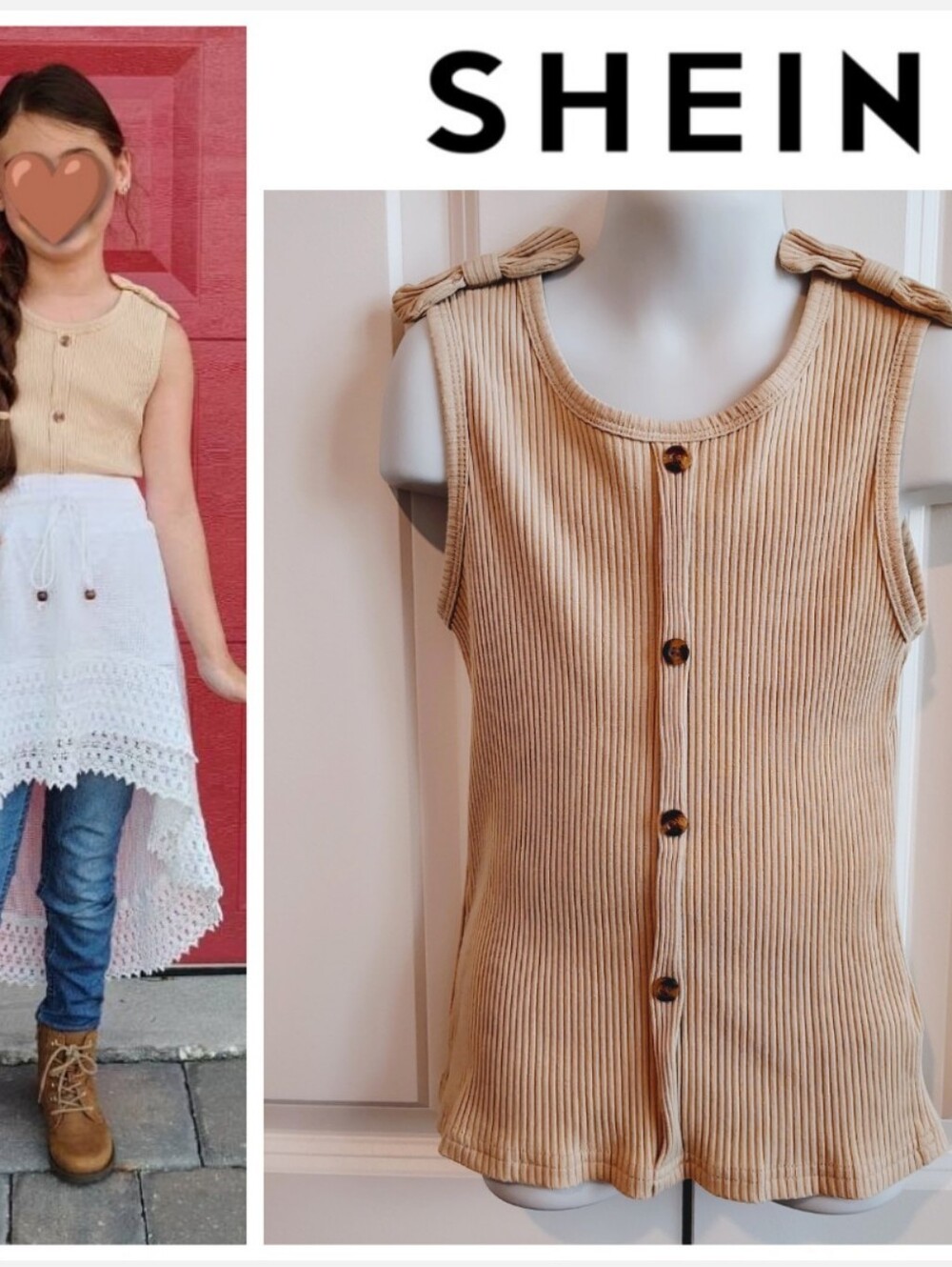 Tan Tank Top with Bows
